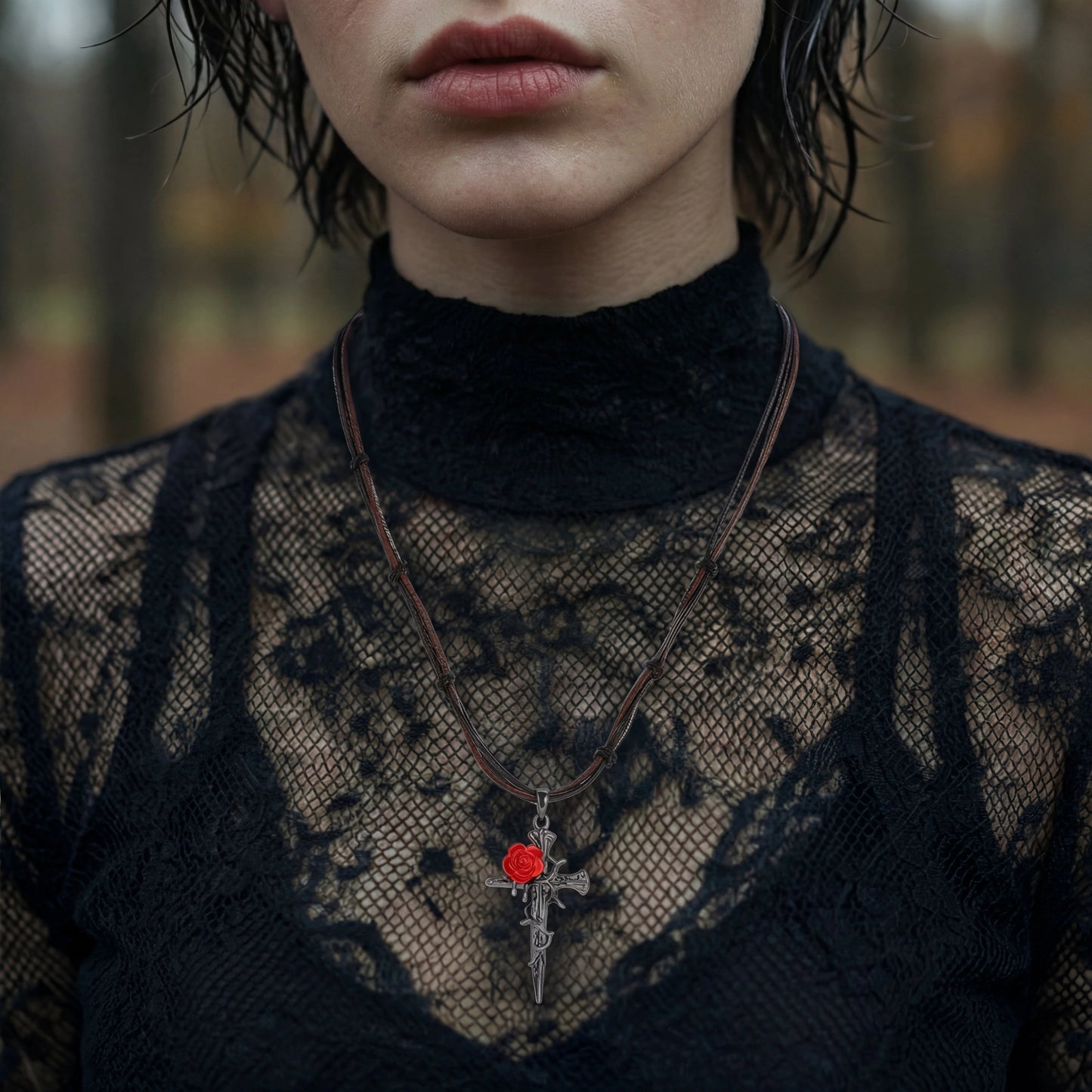 Thorn Rose Cross Necklace by WarBeardProject