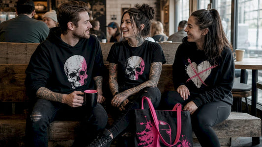 Group wearing PTSD awareness clothing outdoors