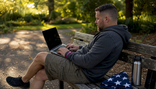 Veteran browsing apparel at home