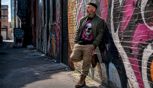 Veteran dressed in authentic army-inspired clothing outdoors