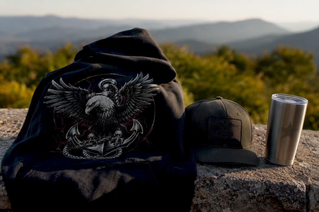 Table with military branch merchandise details