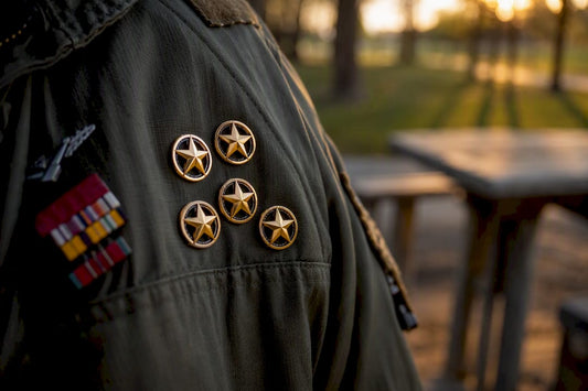 Gold Star Family pins on military jacket lapel