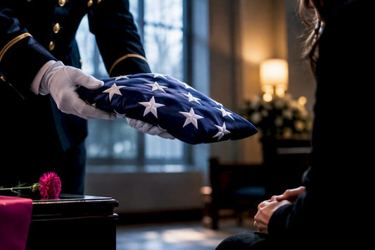 Honor guard presenting a folded burial flag