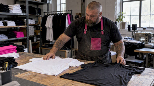 Veteran comparing cotton and polyester shirts