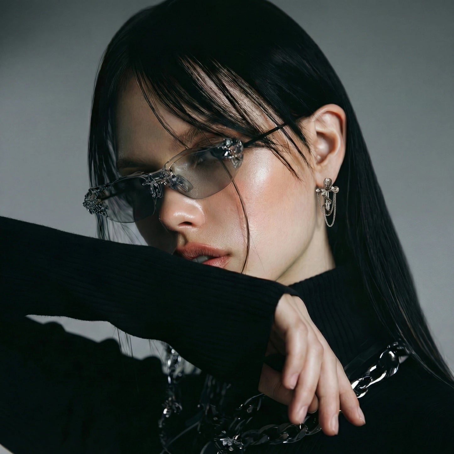 Serpent Cross Chain Earrings by WarBeardProject